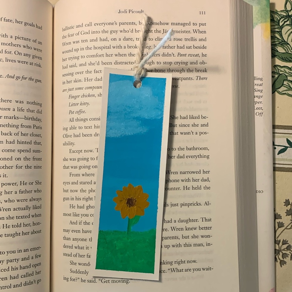 Lone Sunflower Hand Painted Bookmark